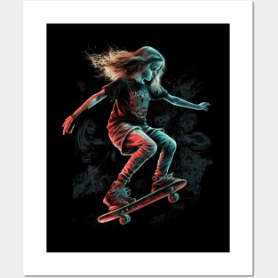 skater girl Posters and Art